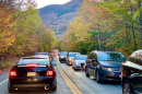 Photo of long traffic lines in the White Mountain National Forest in NH